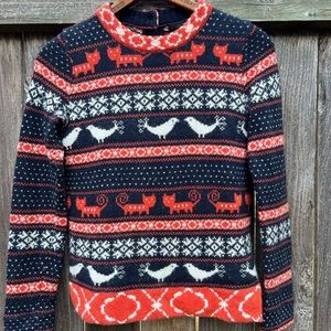 J. Crew fall knit sweater wool blend navy oran free white XXS